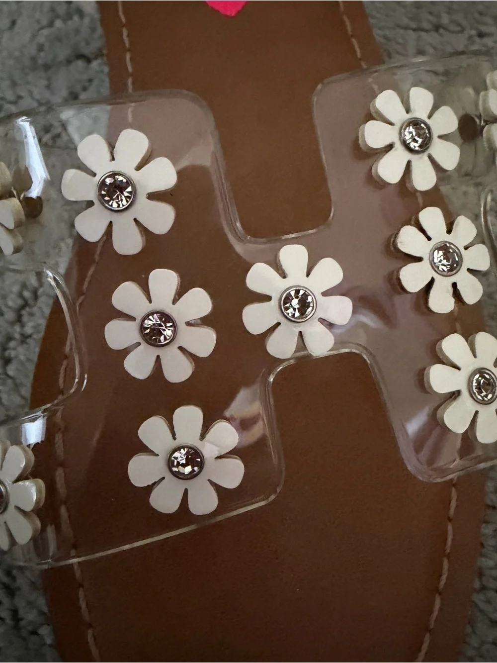 Steve Madden White Kids Sandals with white daisy accents